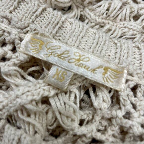 GOLD HAWK SWEATER KNITTED CROCHET OPEN SHOULDER SIZE XS AESTHETIC COTTAGECORE - Picture 10 of 13